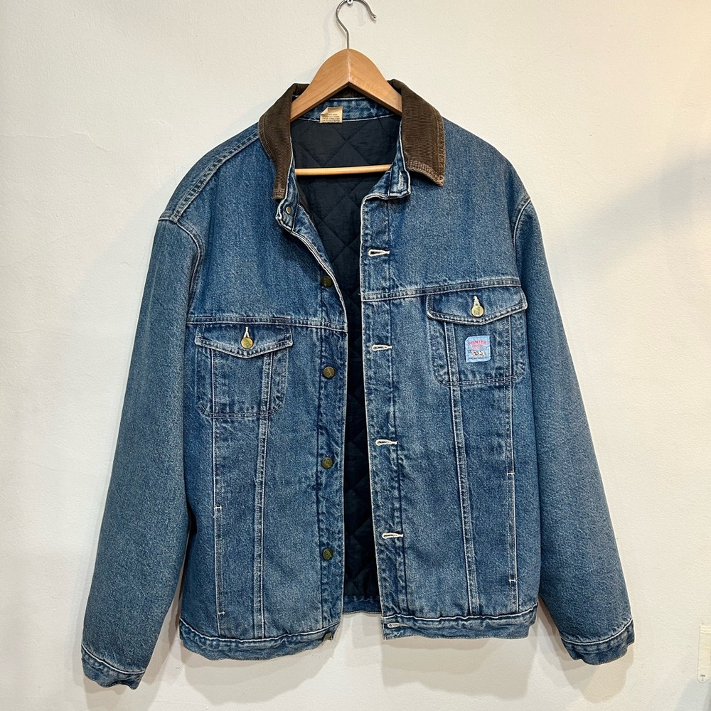 Blue denim vintage jacket pointer